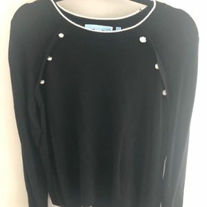 Draper James XL Black Sweater w Pearl accents, NWT